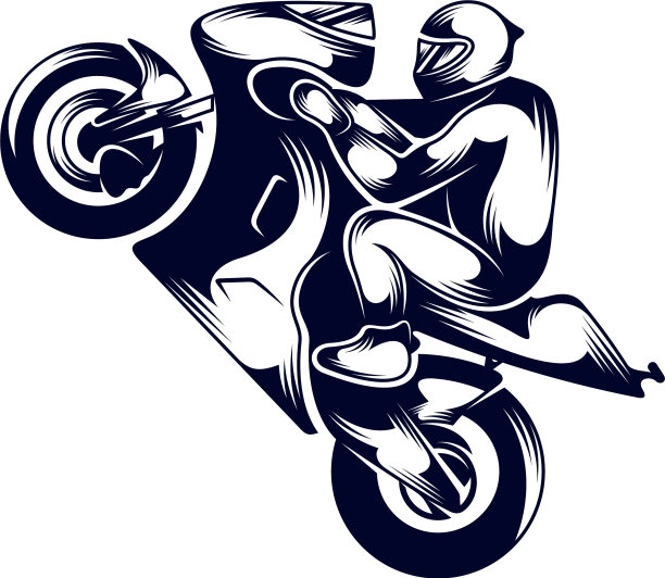摩托车赛车运动标志剪影设计图片下载