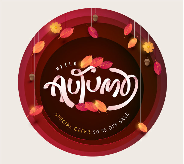 秋叶背景季节字母图片下载