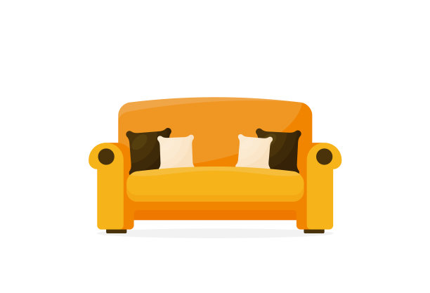 平面沙发孤立在白色背景图片下载