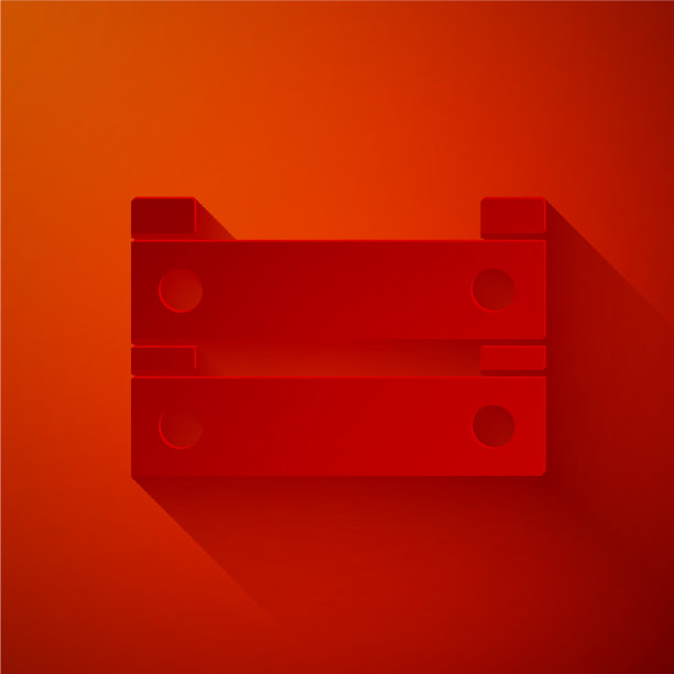 剪纸木盒子图标孤立在红色图片下载