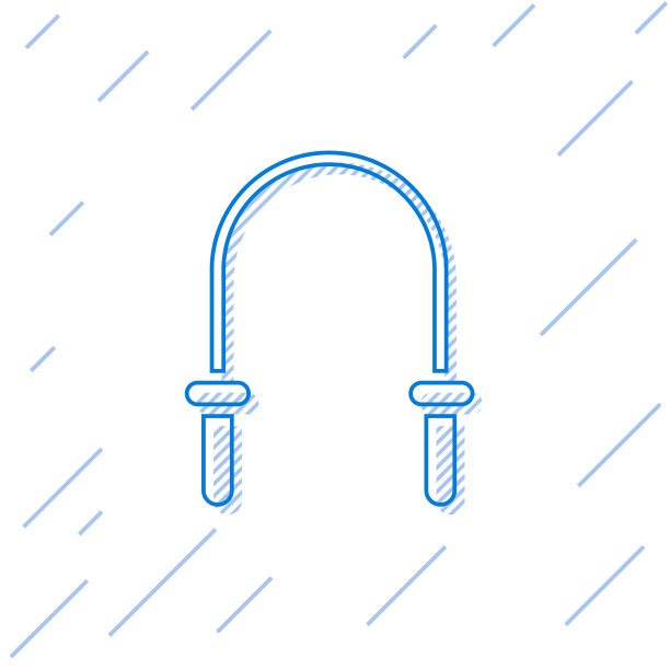 蓝线跳绳图标孤立在白色上图片下载