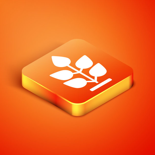 等距植物图标孤立在橙色背景图片下载