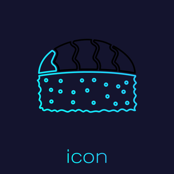 绿松石线寿司图标孤立在蓝色图片下载