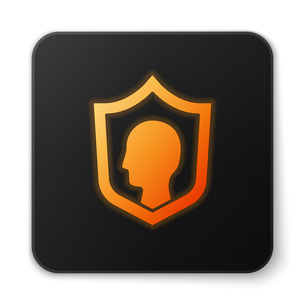 橙色发光霓虹灯人寿保险与盾牌图片下载