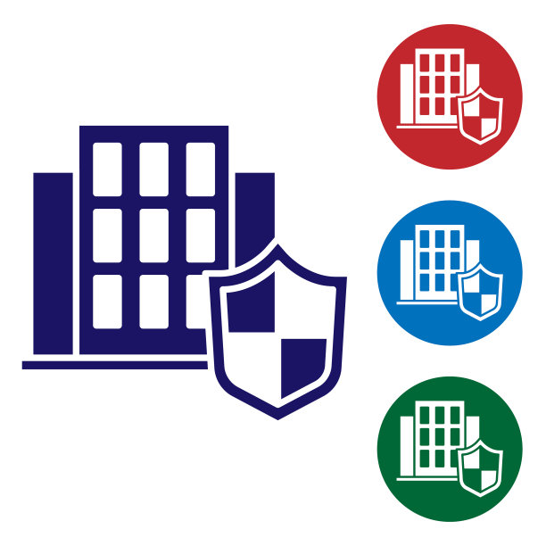 蓝色房子与盾牌图标隔离在白色图片下载