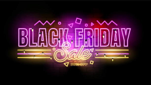 黑色星期五霓虹灯促销背景图片下载