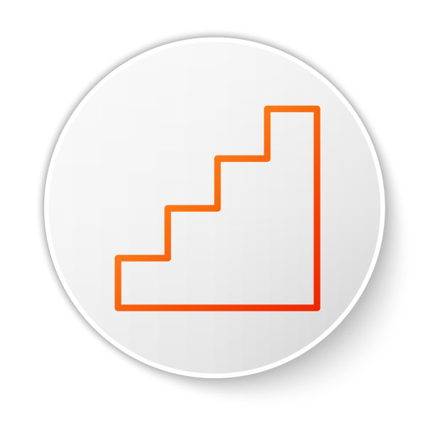 橙色线楼梯图标孤立在白色图片下载
