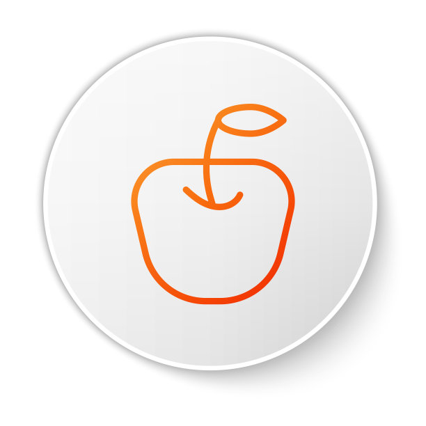 橙色线苹果图标孤立在白色图片下载