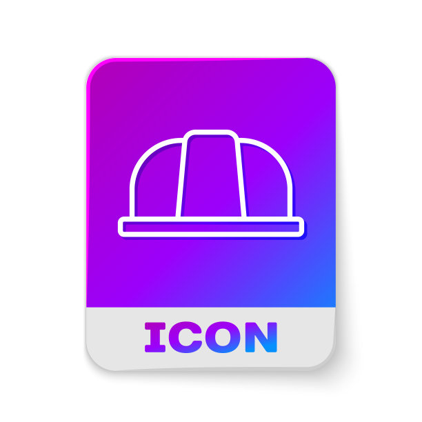 白色线工人安全帽图标隔离图片下载