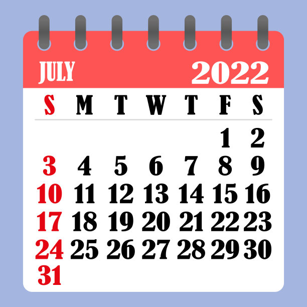 信日历为2022年7月周开始图片下载