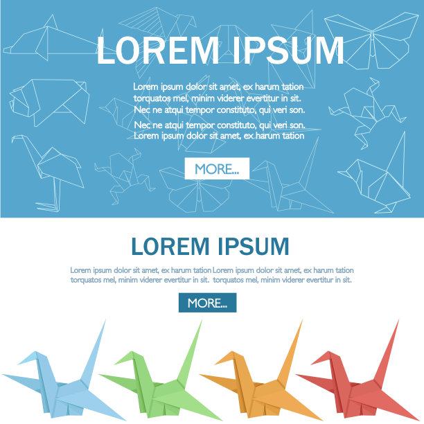 折纸日本动物设置现代平底锅上图片下载