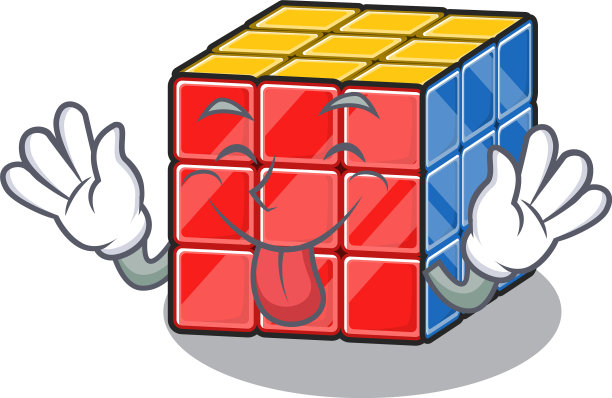 有趣的魔方吉祥物设计与舌头图片下载