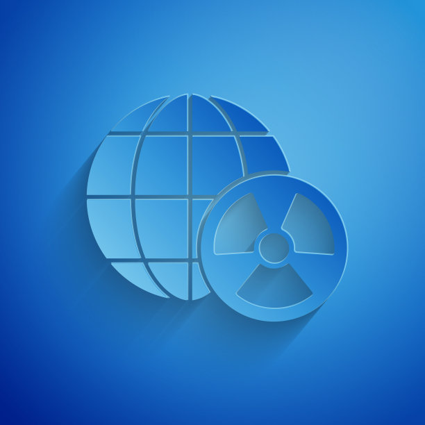 剪纸行星地球和辐射标志图标图片下载