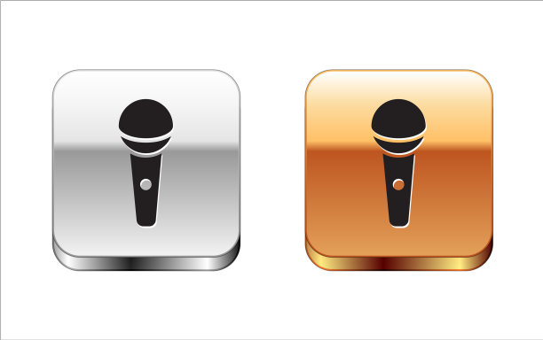 黑色麦克风图标隔离在白色背景图片下载