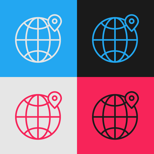 波普艺术线位置在全球图标孤立图片下载