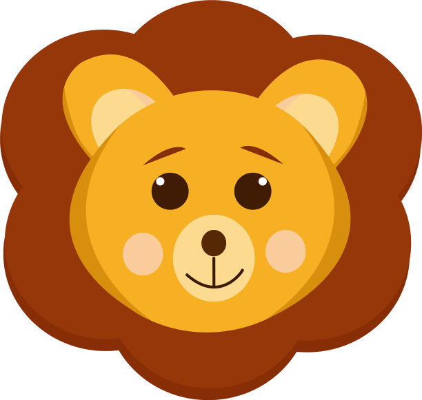 狮子以扁型可爱的动物为元素图片下载