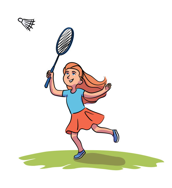 可爱的小女孩拿着球拍打羽毛球图片下载