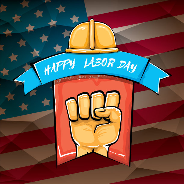 劳动节快乐美国海报与strong图片下载