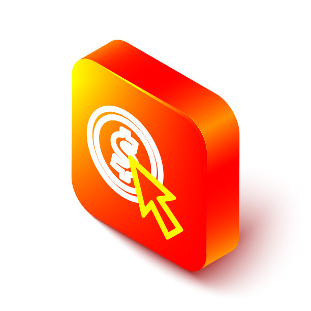 等距线光标和硬币图标隔离图片下载