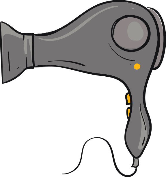 白色背景上的灰色吹风机图片下载