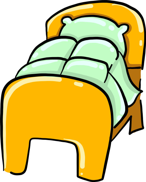 白色背景上的黄色床图片下载