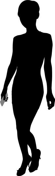 一个手拿手机的苗条女孩的剪影图片下载