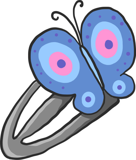 白色背景上的蝴蝶发夹图片下载