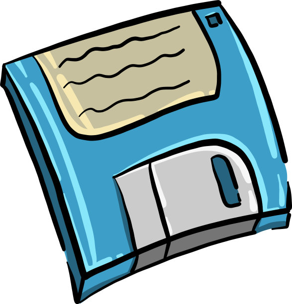 白色背景上的蓝色软盘图片下载