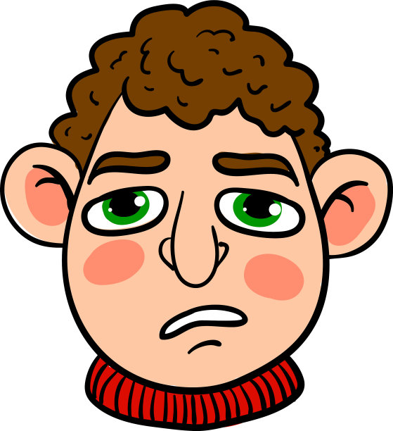 白色背景上的悲伤男人图片下载