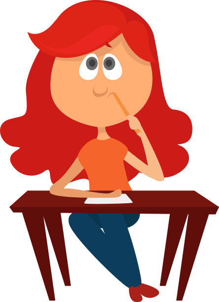 女孩在白色的背景上写信图片下载