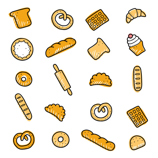 手绘集烘焙和烘焙元素图片下载