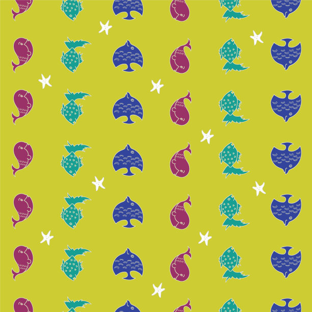 垂直鱼无缝图案背景图片下载