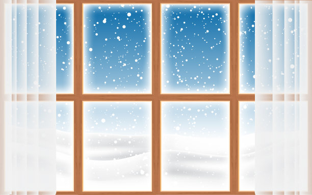木窗下起了雪图片下载