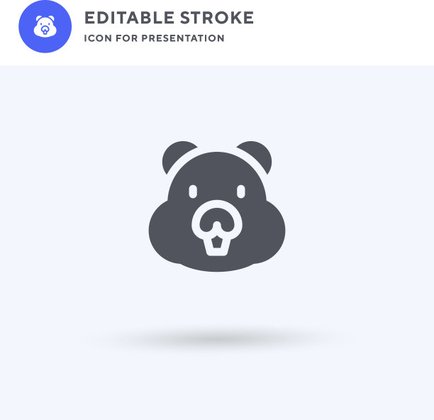 水獭图标填充平面标志固体图片下载