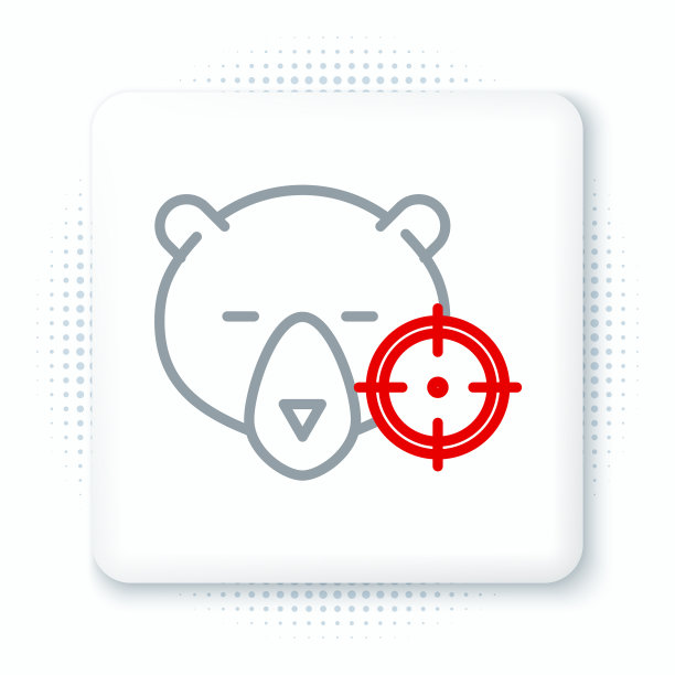 线狩猎熊与十字准星图标孤立图片下载