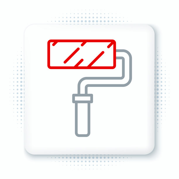 线漆滚筒刷图标隔离白色图片下载