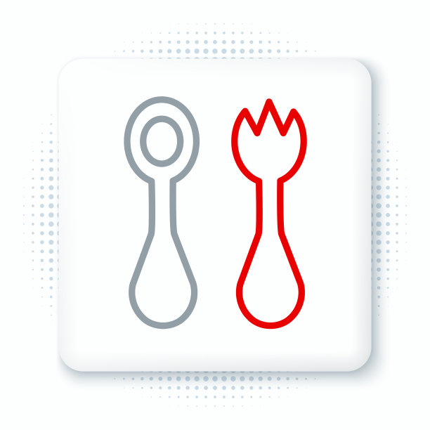 在塑料餐具上加上叉子和勺子的图标图片下载