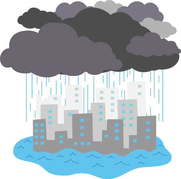 大雨和洪水毁坏了建筑物图片下载