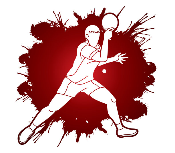 乒乓球运动员乒乓球动作卡通图片下载