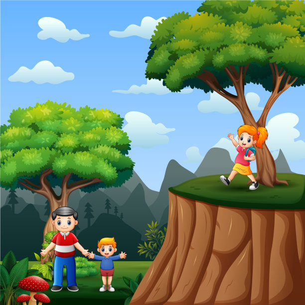 快乐的孩子在大自然中玩耍图片下载