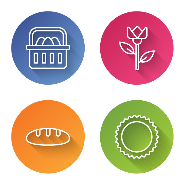 用复活节彩蛋、郁金香等装饰的篮子图片下载