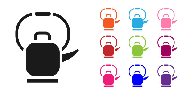 黑色水壶与手柄图标孤立在白色图片下载