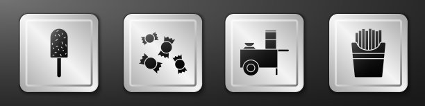 设置冰淇淋糖果快餐车和街头小吃图片下载