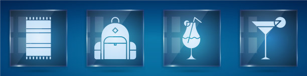 沙滩浴巾和背包徒步鸡尾酒图片下载