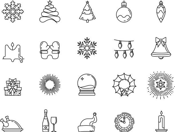 圣诞快乐简单的图标设置相关图片下载