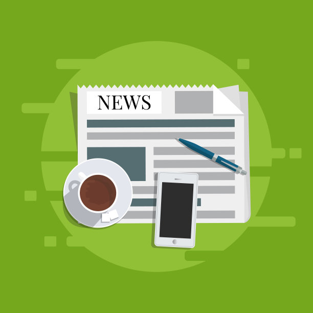 新闻概念报纸杯咖啡智能手机图片下载