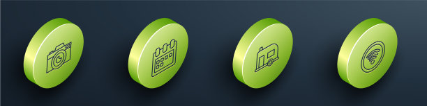 设置等距摄影相机日历房车露营图片下载