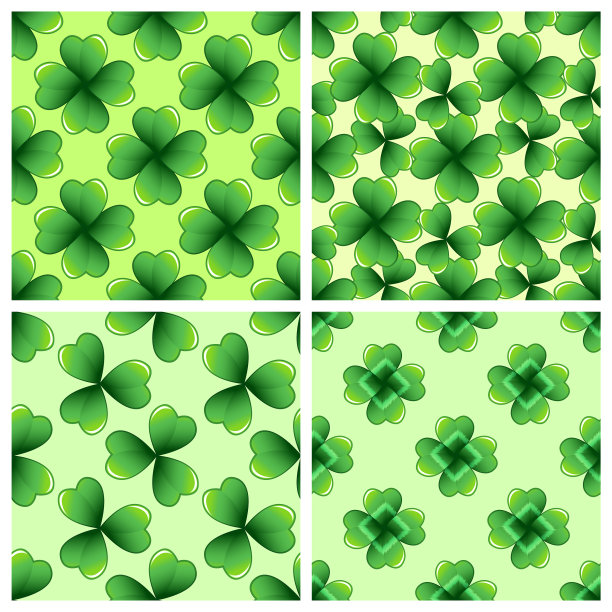 绿三叶草叶无缝图案套图片下载