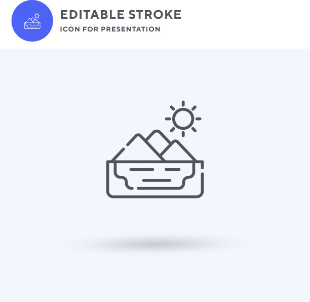 湖图标填充平面标志固体图片下载