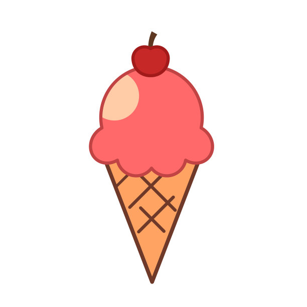 草莓粉甜筒冰淇淋图片下载